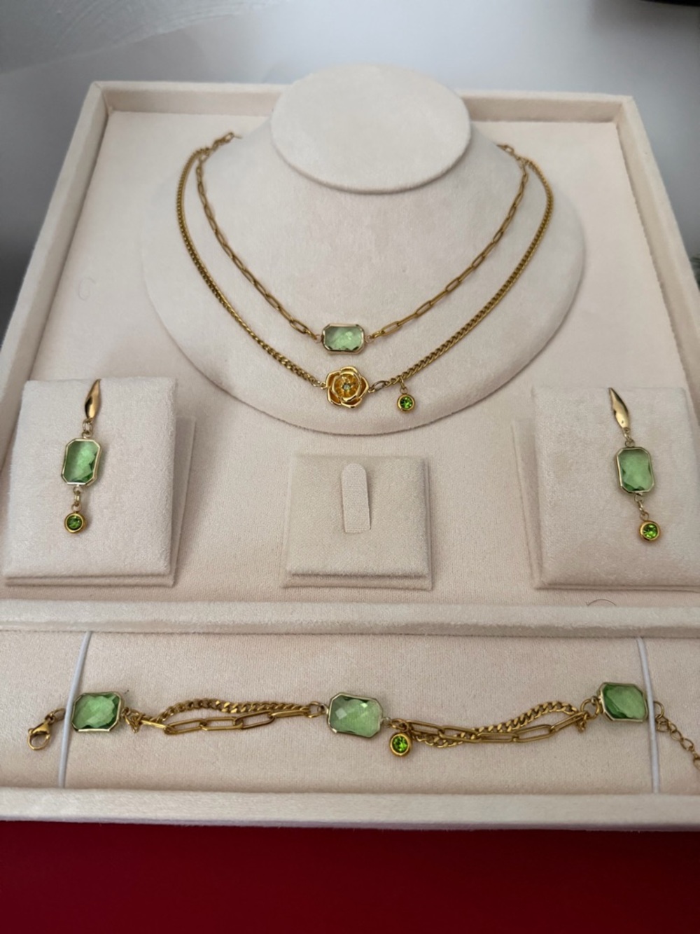 August Birthstone 18k Gold PVD  Jewelry Set(Handmade)
